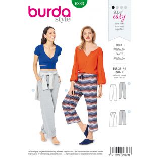 Schnittmuster - burda style - Jogpants mit Gummi- bzw. Kordeldurchzug  – Eingrifftaschen - 6333
