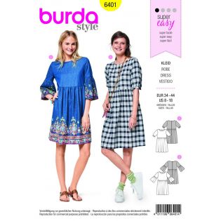 Schnittmuster - burda style - Junges Kleid – eingereihter Rock – weite Ärmel - 6401