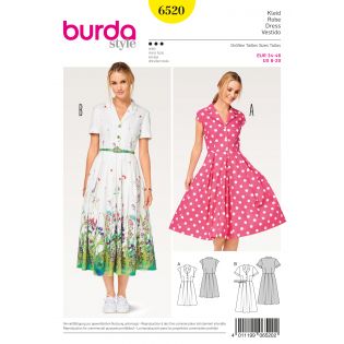 Schnittmuster - burda style - Kleid – Hemdblusenstil – Faltenrock - 6520