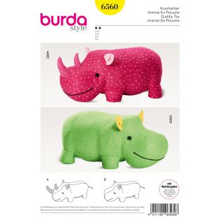 Schnittmuster - burda style - Kuscheltiere – Nilpferd – Nashorn – XXL-Stofftier