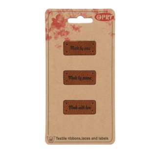Applikation - Label - Lederimitat - Set - 3x Made by - braun 