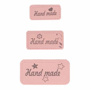 Applikation - Label - Lederimitat - Set - 3x Hand made - rosa
