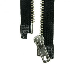 Reißverschluss Opti - M60-silber - 50cm - Werraschieber - teilbar - schwarz