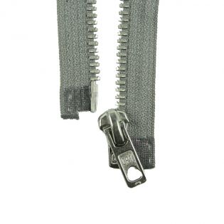 Reißverschluss Opti - M60-silber - 75cm - Werraschieber - teilbar - grau