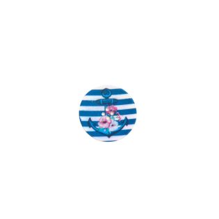 4-Loch-Knopf - Blumen-Anker - blau -weiß - 34 mm