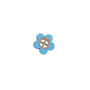 4-Loch-Knopf - Blume - blau - 20 mm 