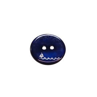 2-Loch-Knopf - Segelboot - 20 mm - Blau