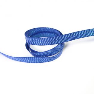 Fischgratköperband - 15 mm - ZigZag - blau