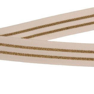 Ripsband - Streifen - 20 mm - weiss-gold