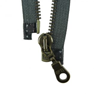 Reißverschluss Opti - M60-antik-gold - 60cm - Moselschieber - teilbar - granit