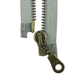 Reißverschluss Opti - M60-antik-gold - 80cm - Moselschieber - teilbar - grau
