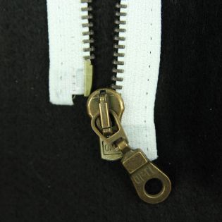 Reißverschluss Opti - M60-antik-gold - 75cm - Moselschieber - teilbar - weiß