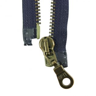 Reißverschluss Opti - M60-antik-gold - 40cm - Moselschieber - teilbar - navy