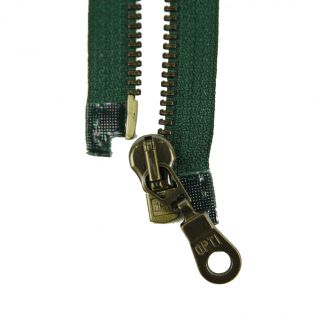 Reißverschluss Opti - M60-antik-gold - 75cm - Moselschieber - teilbar - tannengrün