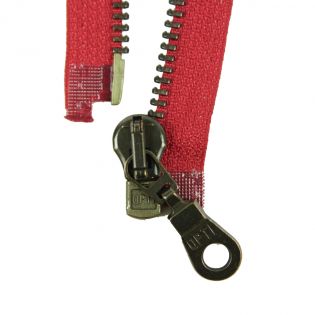 Reißverschluss Opti - M60-antik-gold - 65cm - Moselschieber - teilbar - signalrot
