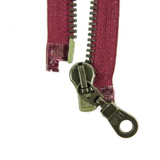 Reißverschluss Opti - M60-antik-gold - 65cm - Moselschieber - teilbar - bordeaux