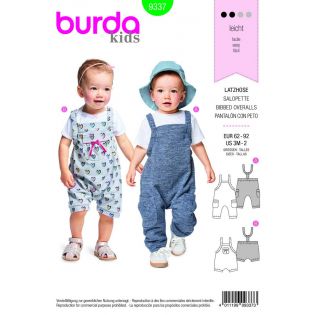 Schnittmuster - burda kids - Latzhose mit Gummidurchzug – elastische Träger – Saumbündchen - 9337