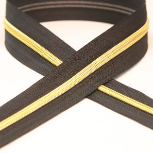 AY - Spiral - Reißverschluss - Metallic - 5 mm - Meterware - schwarz / gold