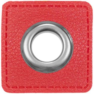 Ösenpatches für Kordeln - Lederimitat - rot