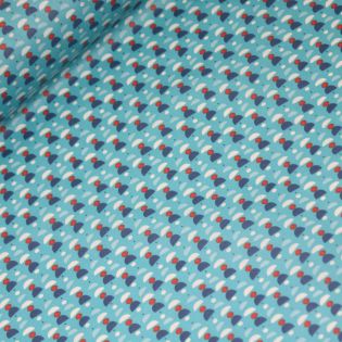 Baumwolle - beschichtet - Halbkreise und Kreise - blau
