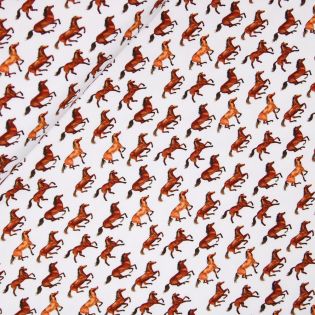 French Terry - Digitalprint - running Horses - weiß