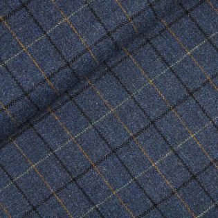 Original Harris Tweed - Herringbone - kariert - blau - schwarz - ocker