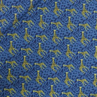 Popeline - Giraffe aus Safari - blau