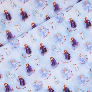 Baumwolle - Frozen - Anna-Elsa-Olaf - hellblau