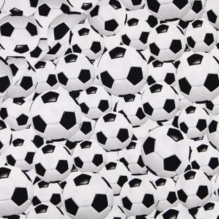 Baumwolljersey - 3D Fußball - weiß - schwarz