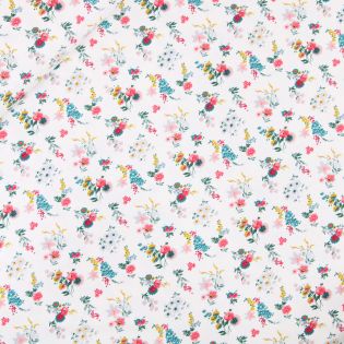 Baumwolljersey - English Flowers - weiß