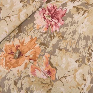 Leinen Seide - Flower - beige