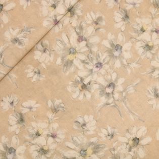Schurwolle - Blumen - beige