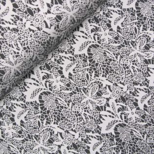 Jacquard - Jersey - Blumen - schwarz