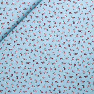 Baumwolljersey - Rosen - blau, klein
