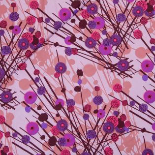 Cooltouch - Satin - Stretch - grafische Blumen - rosa