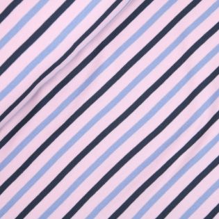 Interlockjersey - Streifen - rosa, blau