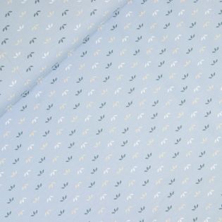 Baumwolljersey - Blätter - hellblau