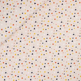 Baumwolljersey - Dreiecke und Punkte - beige