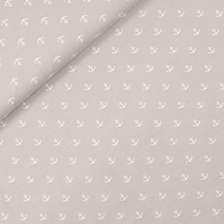 Baumwolljersey - Anker - maritim - weiss - hellgrau