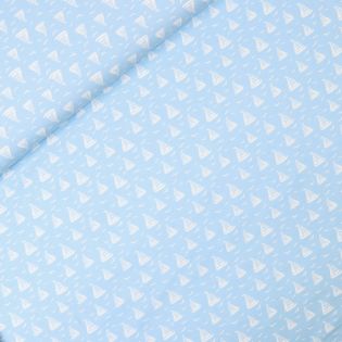 Baumwolljersey - kleines Schiff - hellblau