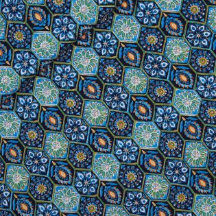 Viskose - Ornamente - Blüten - blau