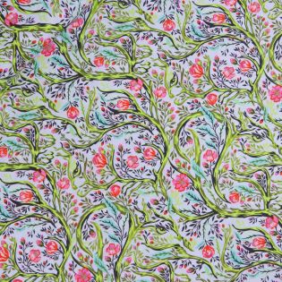 Patchwork - Baumwolle- Tula Pink - Full Moon Forrest - Branch Manager - hellblau