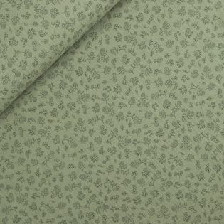 Musselin - Premium Basic - kleine Blümchen - khaki