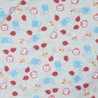 Baumwolle - Wildtiere und Luftballons - beige