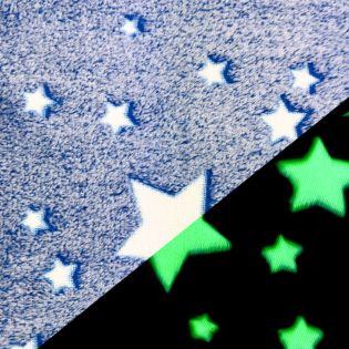 Wellnessfleece -Glow in the Dark - Sterne - blau