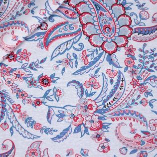 Dekostoff - big Paisley - hellblau - rot