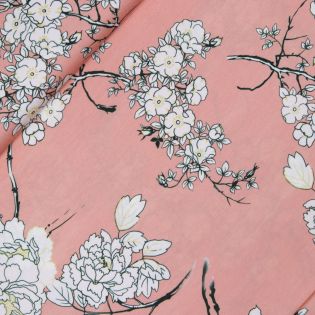 Viskosejersey - Blume am Stil - apricot