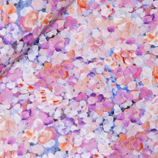 Baumwoll - Musselin - kleine Blumen - lila - flieder - pink