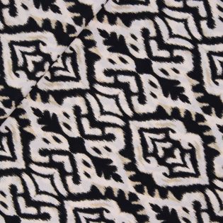 Viskose - Crepe - moderne Ornamente - schwarz - creme