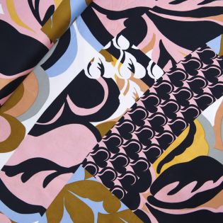 Viskose - Satin - Patchwork Ornamente - bunt